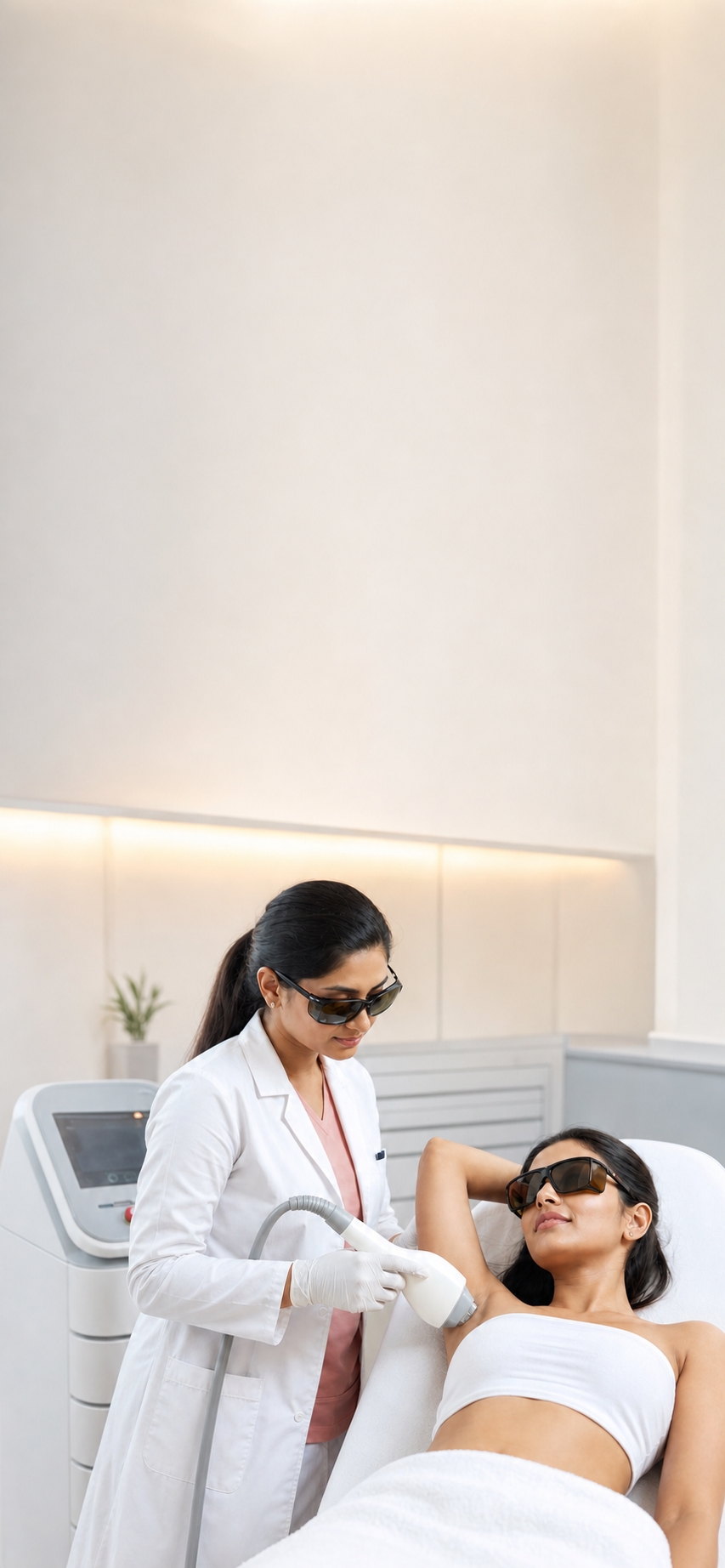 A laser hair reduction session at Dr. Nishita's Clinic